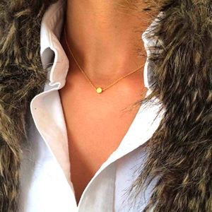 ʕ·ᴥ·ʔTiny Dot Necklace Choker Gold Round Pendant Necklace